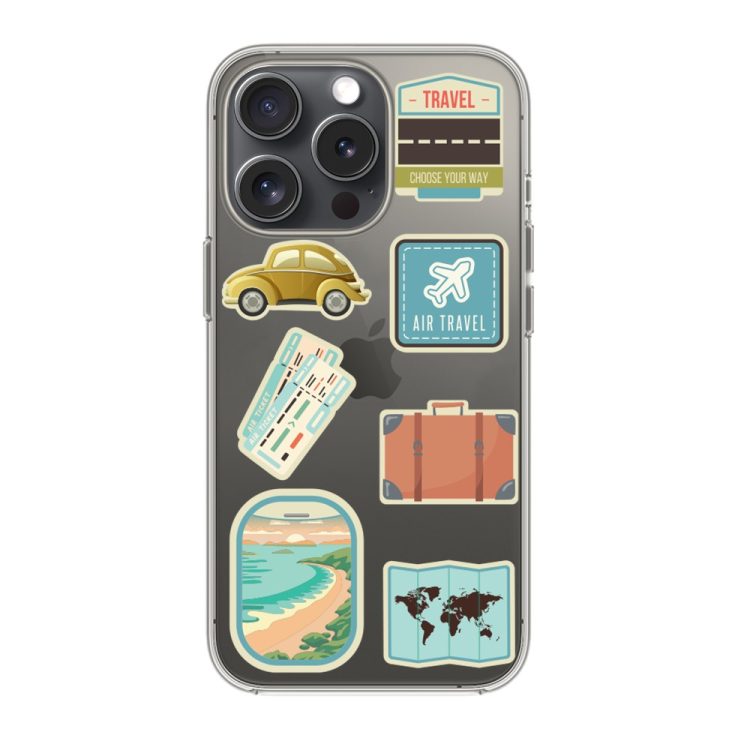 etui do iphone 13 mini, przeźroczyste, naklejki z podróży (kopia)