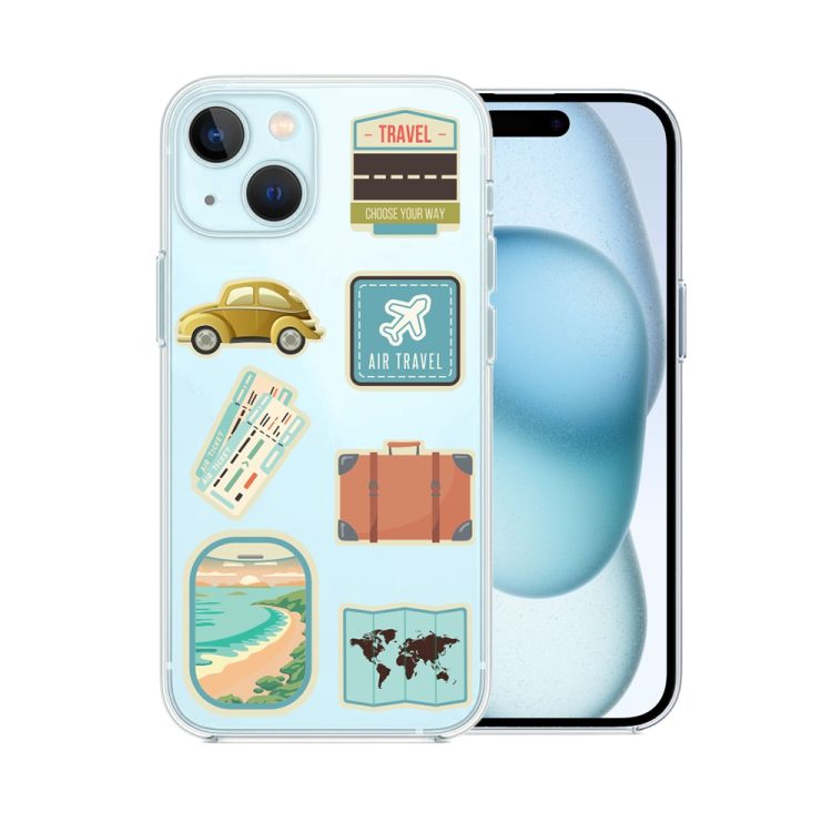 etui do iphone 15, przeźroczyste, naklejki z podróży