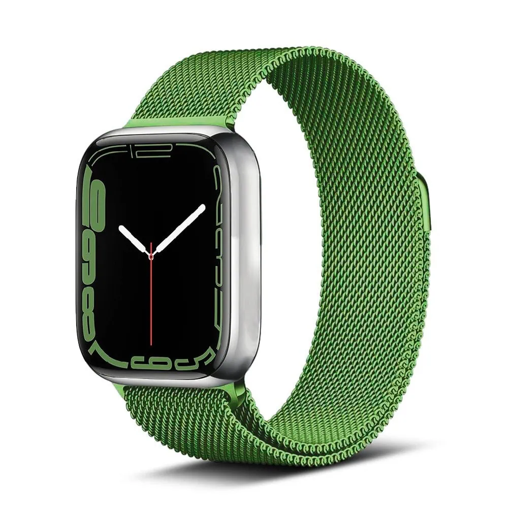 intensywnie zielona bransoleta milanese elegancka do zegarka apple watch series 3 9 / se 38/40/41mm