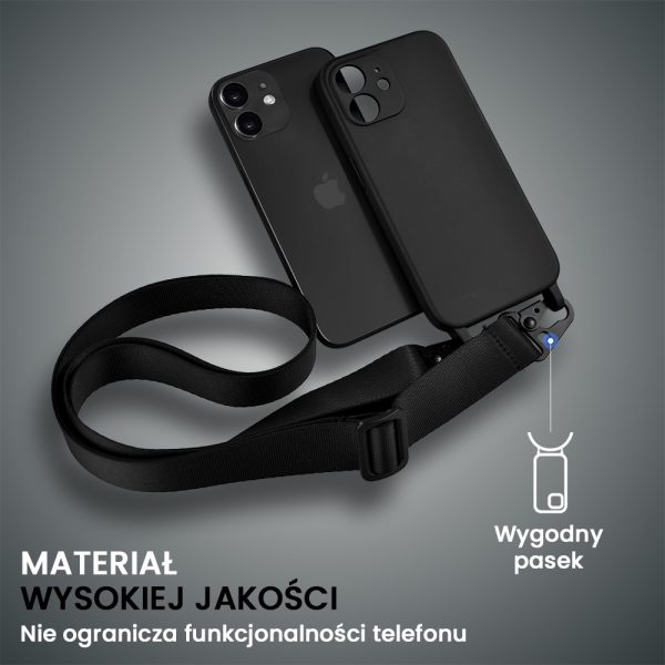 etui do iphone se2022/se2020/8/7, crossbody z paskiem jak torebka, osłona aparatu, czarne (kopia)