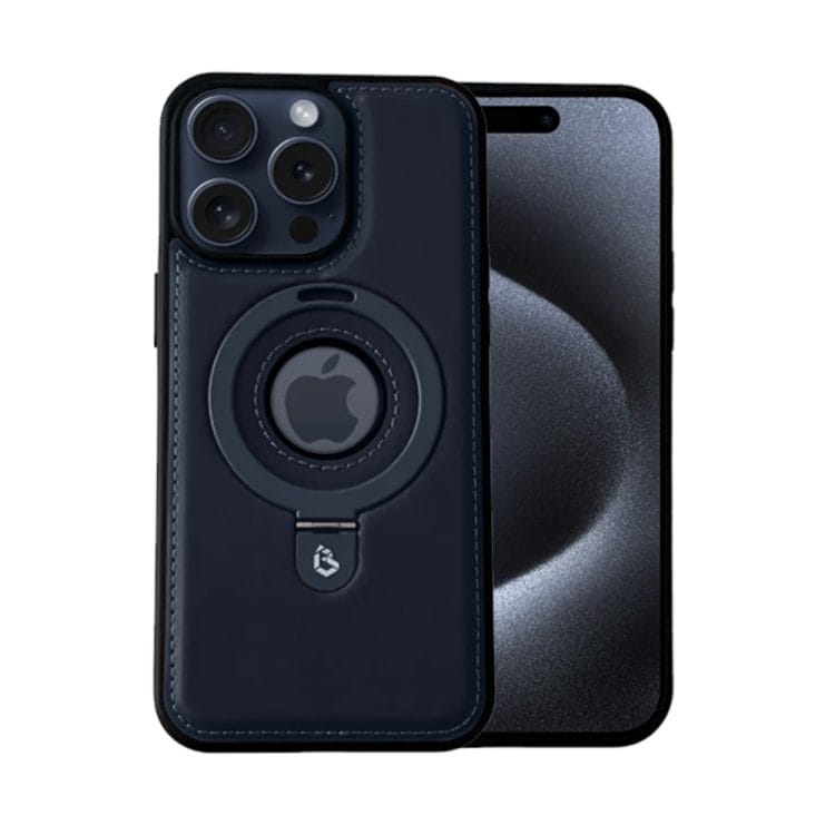 etui do iphone 15 pro slim leather magsafe stand z podstawką i widocznym logo, brązowe (kopia)