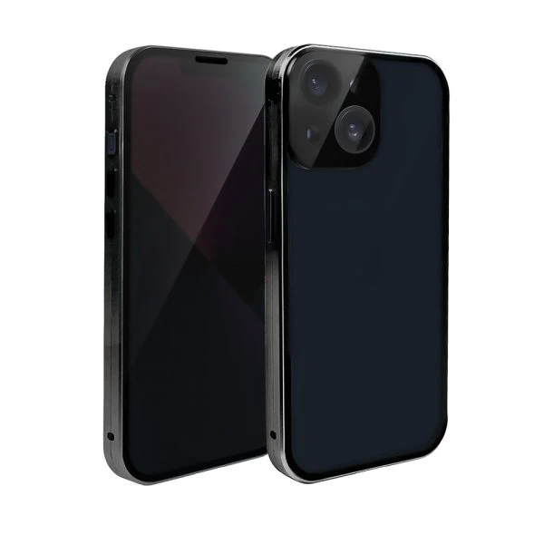 obudowa do iphone 13, pancerna szyba i aluminium 360° przód + tył magnetyczna, z osłoną aparatu i szkłem prywatyzującym