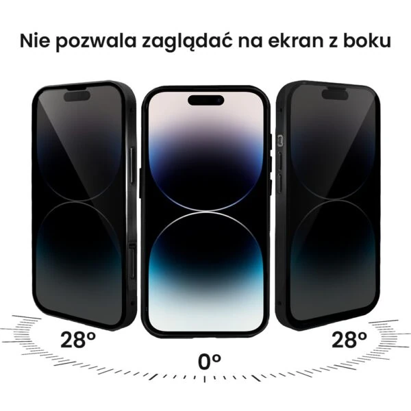 Obudowa do iPhone 14 Pro Max, podwójna szyba i aluminium 360° przód + tył magnetyczna, z osłoną aparatu i szkłem prywatyzującym, czarna (4)