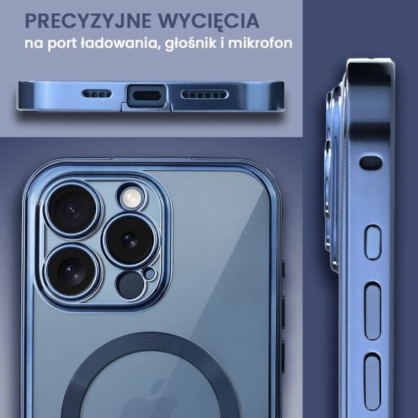 obudowa do iphone 15 pro max, podwójna szyba i polerowane aluminium 360° zamykany przód + tył z magsafe