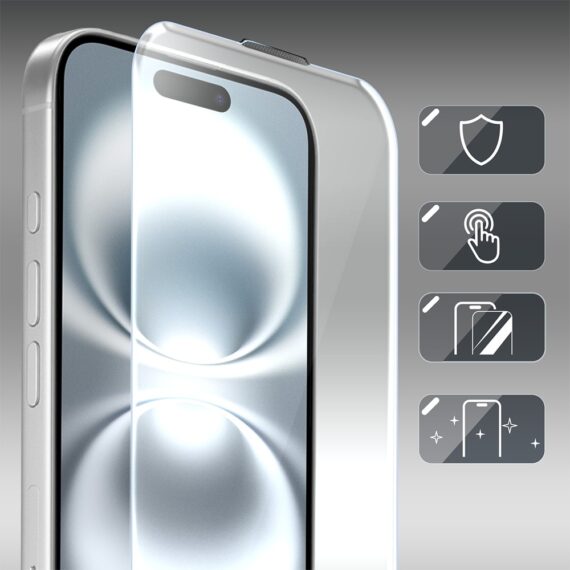 Crystal Diamond Glass do iPhone 16 diamentowe, twarde szkło hartowane (4) - poprawion