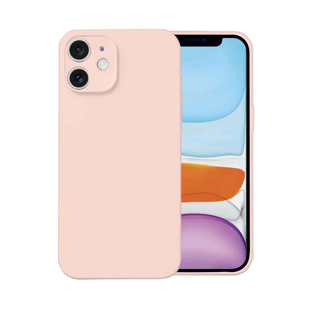 etui do iphone 11 silikonowe z mikrofibrą soft touch z osłoną na aparat, pudrowy róż