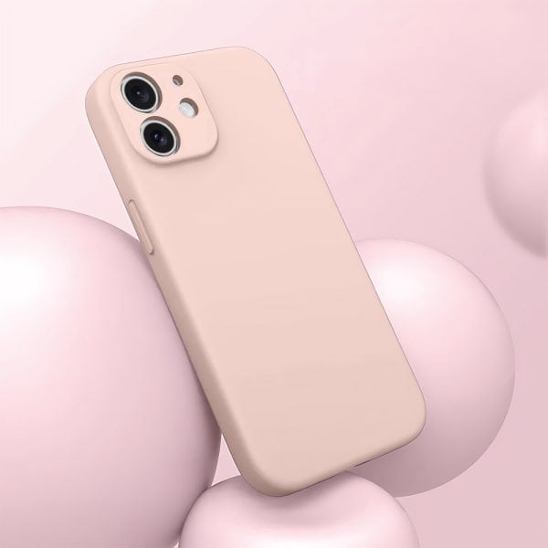 etui do iphone 11 silikonowe z mikrofibrą soft touch z osłoną na aparat, pudrowy róż