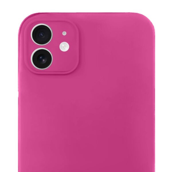 Etui do iPhone 12 silikonowe z mikrofibrą soft touch z osłoną na aparat, malinowe (3)