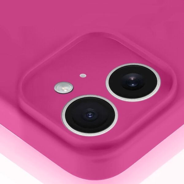 Etui do iPhone 12 silikonowe z mikrofibrą soft touch z osłoną na aparat, malinowe (5)