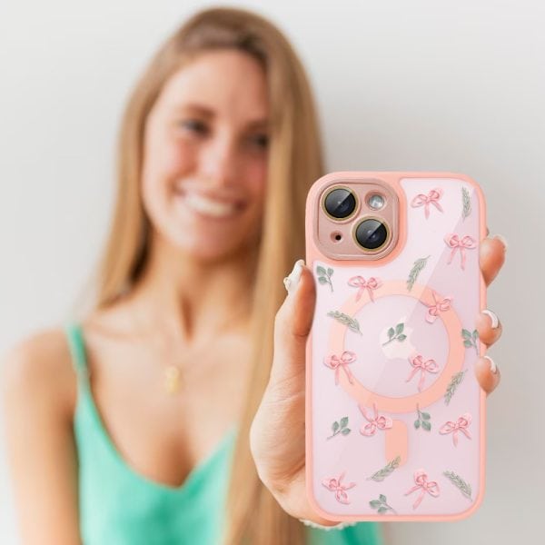 etui do iphone 13 magsafe hybrid color cienkie z kolorową ramką i ochroną aparatu, piaskowy róż (kopia)