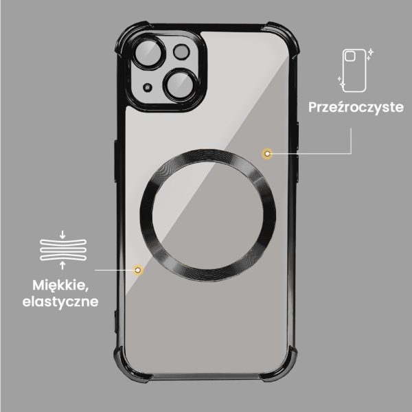 etui do iphone 14 magsafe luxury anti shock lens protect, czarne