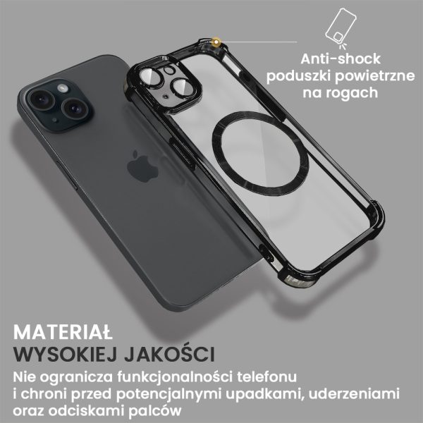 etui do iphone 14 magsafe luxury anti shock lens protect, czarne