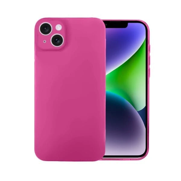 Różowe etui na smartfona z podwójnym aparatem.