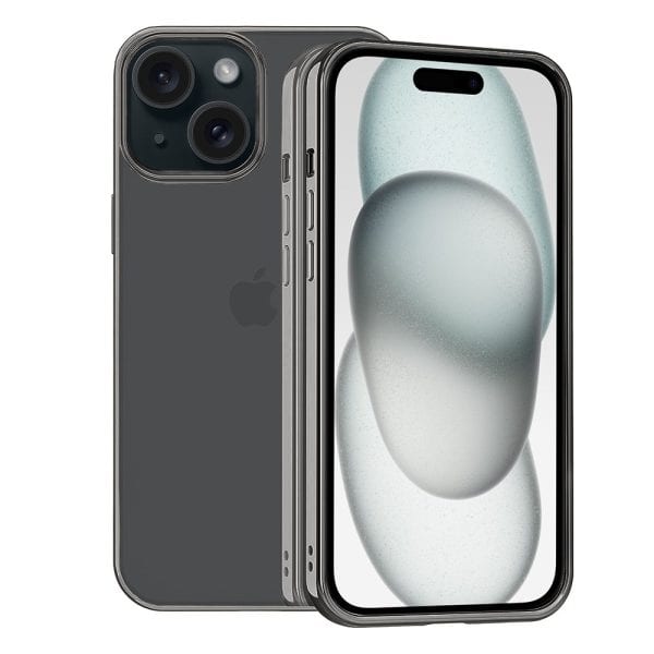 etui do iphone 15 jetech simple metallic gold przeźroczyste z ramką w kolorze czarnym