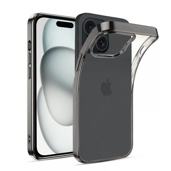 etui do iphone 15 jetech simple metallic gold przeźroczyste z ramką w kolorze czarnym