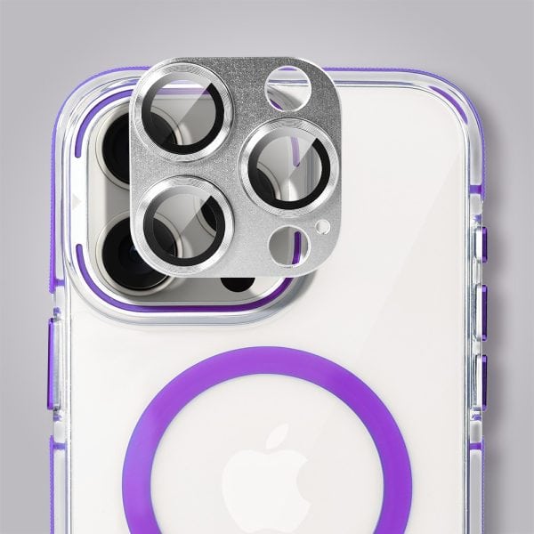 etui do iphone 15 pro max hard color magsafe,twardy krystaliczny tył, z podstawką, purpurowe