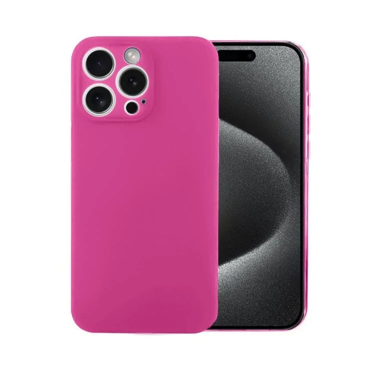 Etui do iPhone 15 Pro Max silikonowe z mikrofibrą soft touch z osłoną na aparat, malinowe (2)