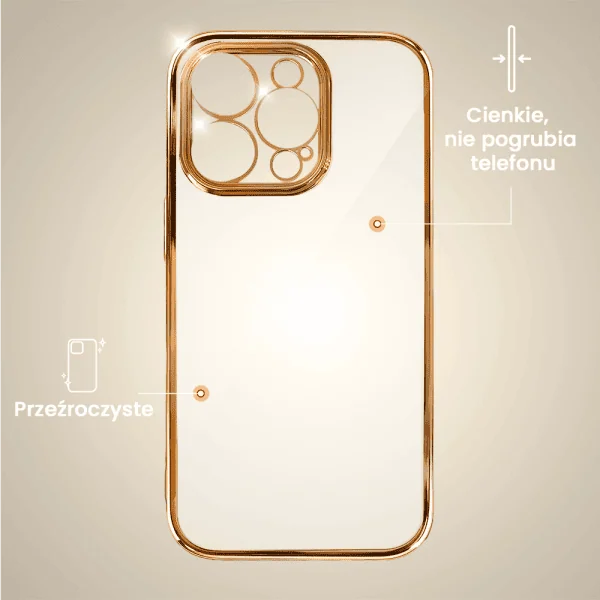 etui do iphone 15 pro slim golden z osłoną kamery, czerwone złoto