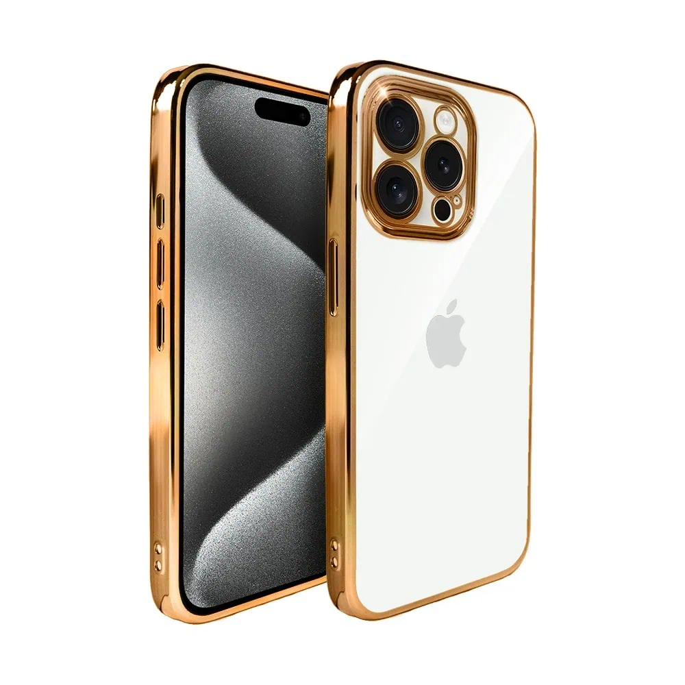 etui do iphone 15 pro slim golden z osłoną kamery, czerwone złoto