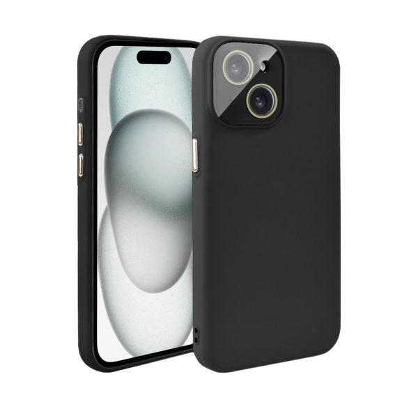 etui do iphone 15 soft silicone protect, z osłoną aparatu, czarne