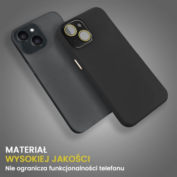 etui do iphone 15 soft silicone protect, z osłoną aparatu, czarne