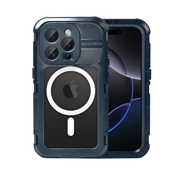 Etui do iPhone 16 Pro TOTAL Protect z Magsafe, wodoodporne, metalowe, przeźroczyste, czarne new (2)