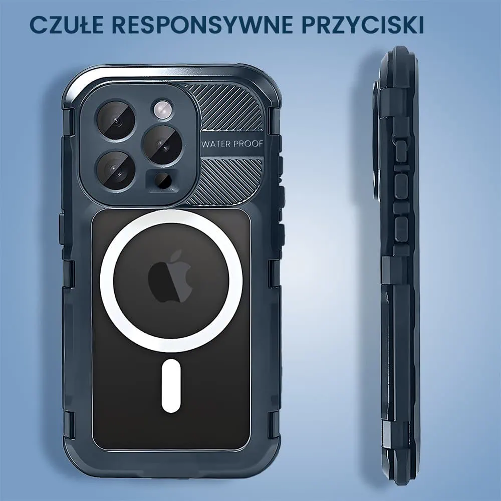 Etui do iPhone 16 Pro TOTAL Protect z Magsafe, wodoodporne, metalowe, przeźroczyste, czarne new (7)
