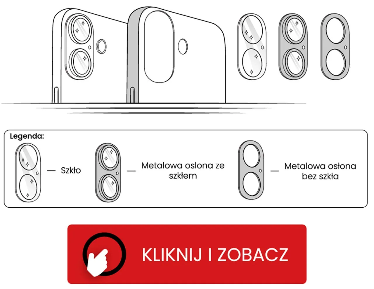 Etui kompatybilne ze szkłami na aparat