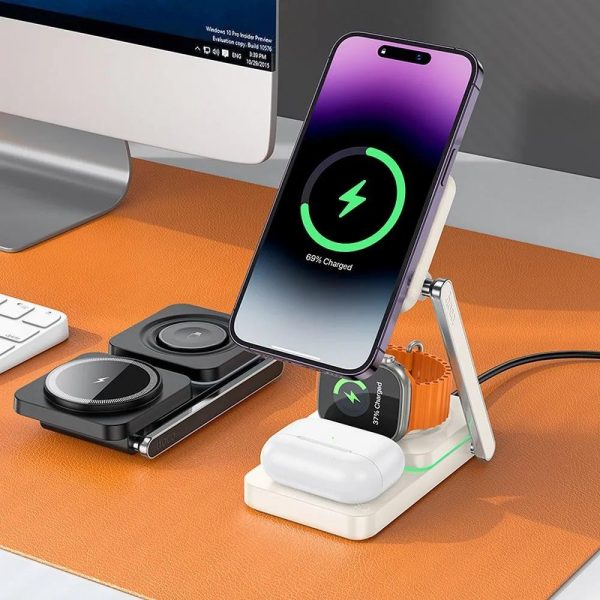 Ładowarka 3w1 z magsafe, iphone, apple watch, airpods, 15w, biała