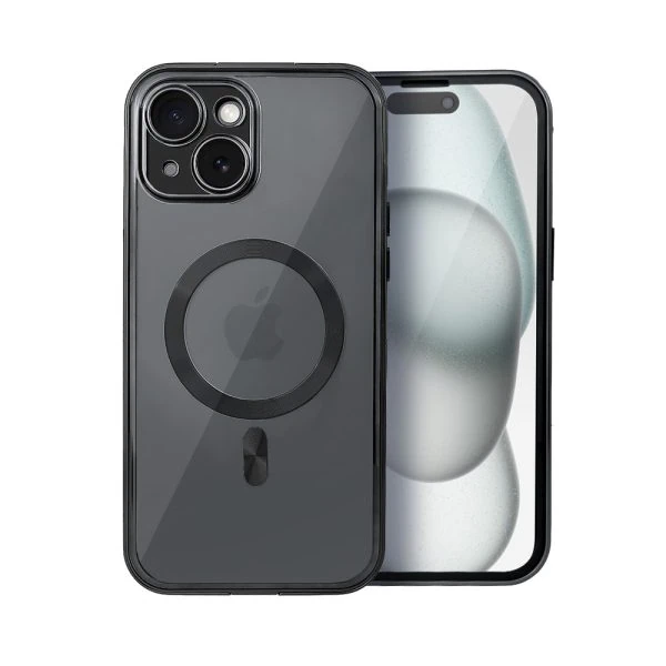 obudowa do iphone 15, podwójna szyba i polerowane aluminium 360° zamykany przód + tył z magsafe, czarna