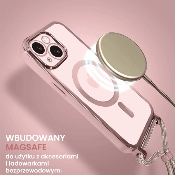 etui do iphone 13 magsafe slim crossbody, jak torebka, różowe