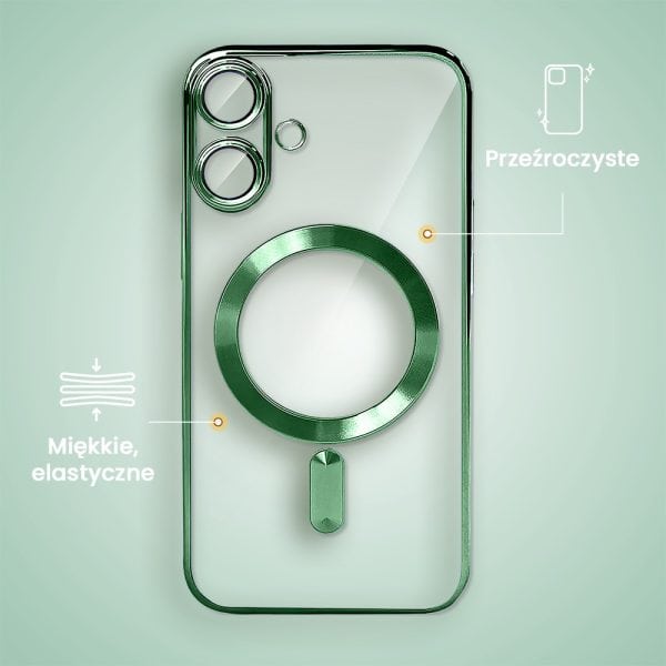 etui do iphone 16 plus magsafe luxury protect przeźroczyste, hybrydowa ochrona kamery,