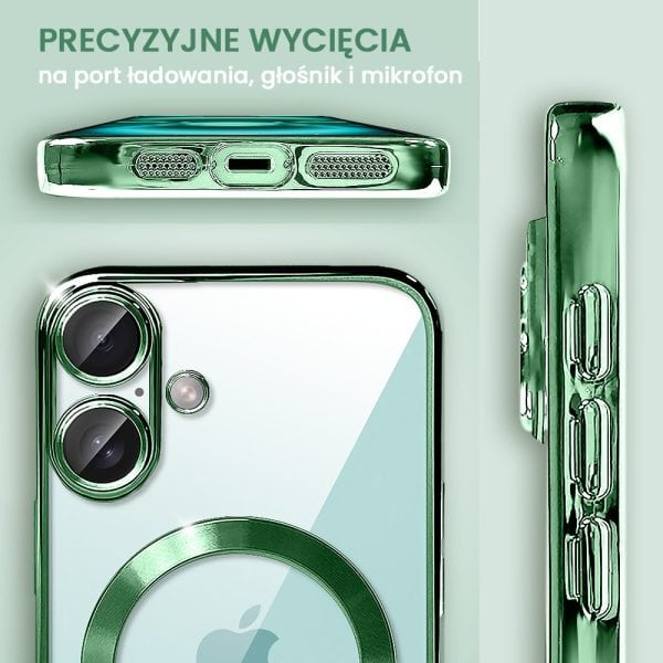 etui do iphone 16 plus magsafe luxury protect przeźroczyste, hybrydowa ochrona kamery,