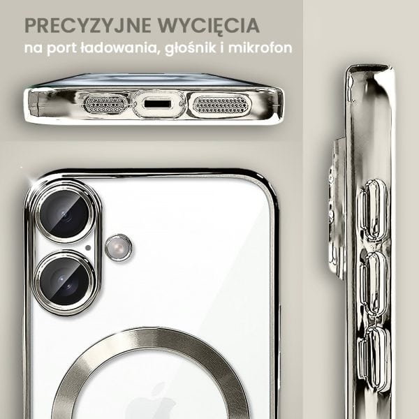 etui do iphone 16 magsafe luxury protect przeźroczyste, hybrydowa ochrona kamery, tytanowe