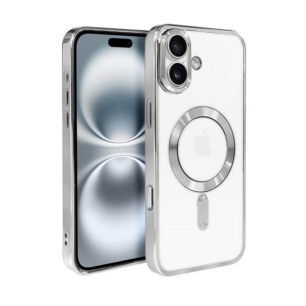 etui do iphone 16 magsafe luxury, przeźroczyste, srebrne