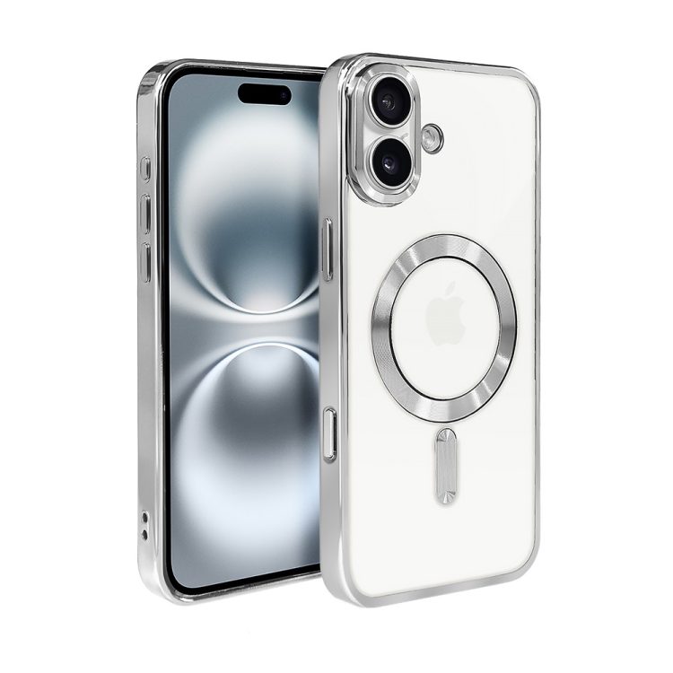 etui do iphone 16 magsafe luxury, przeźroczyste, srebrne
