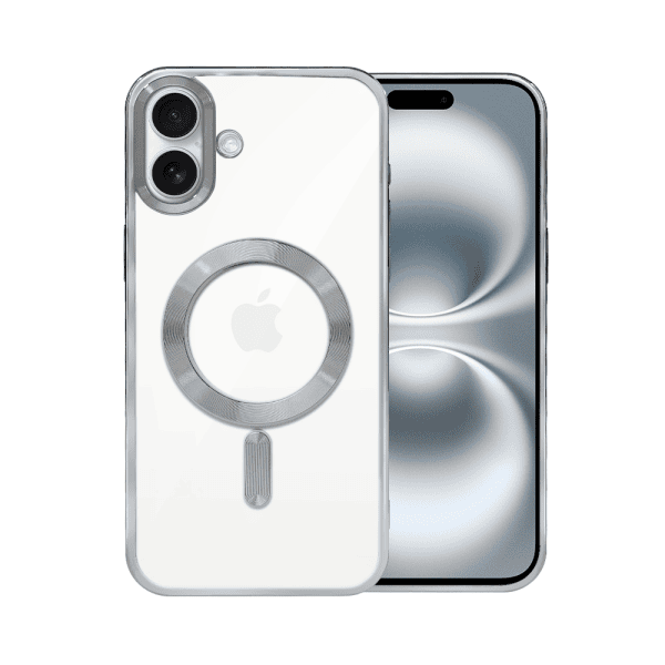 etui do iphone 16 magsafe luxury, przeźroczyste, srebrne