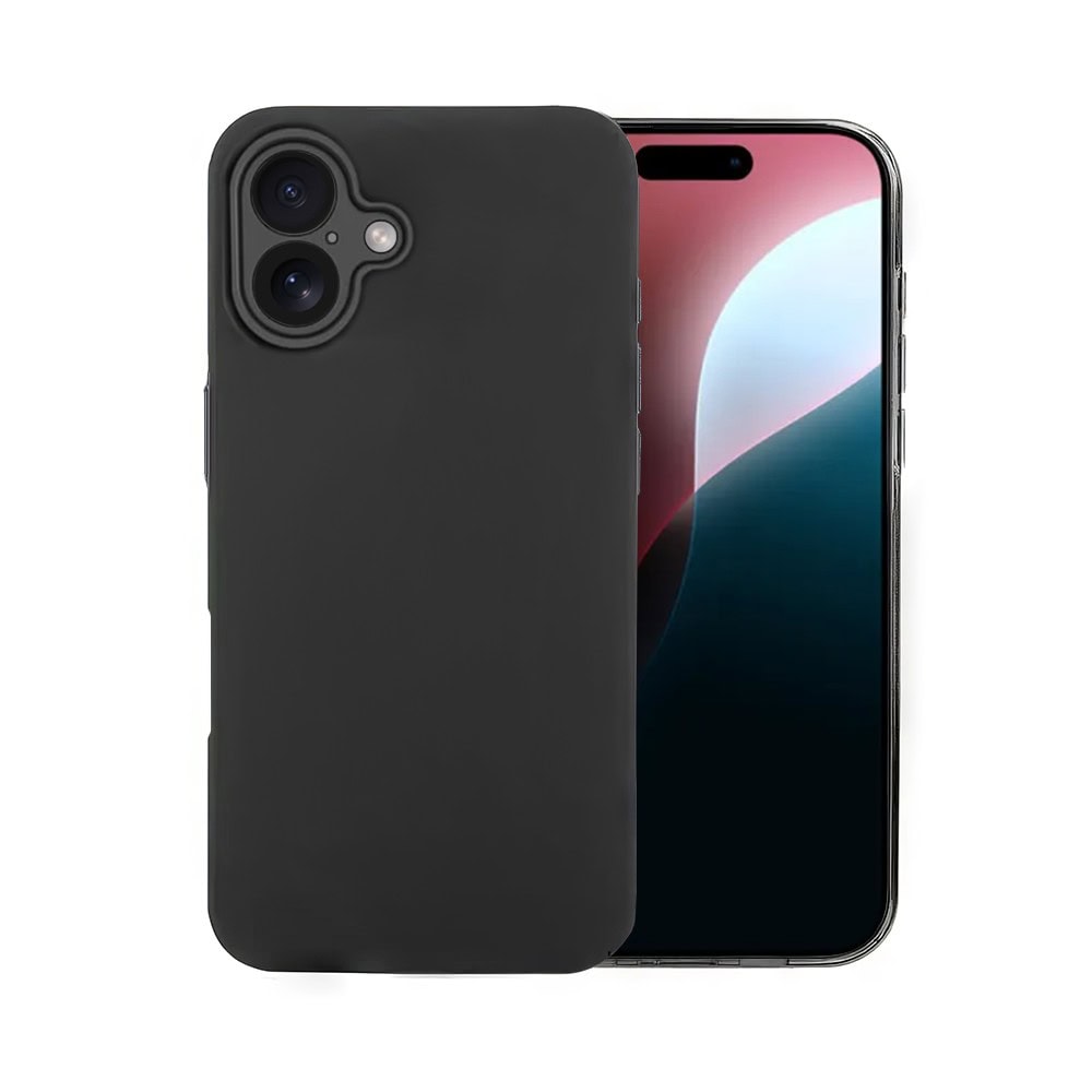 etui do iphone 16 silikonowe z mikrofibrą soft touch z osłoną na aparat, czarne