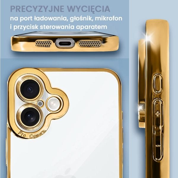 etui do iphone 16 camera high pro z osłoną kamery, czerwone złoto