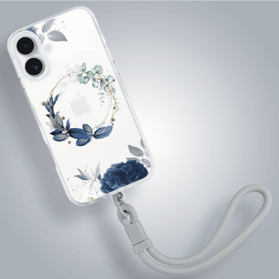 Etui do iPhone 16, Flower MagSafe, niebieskie kwiaty, przeźroczyste (4)