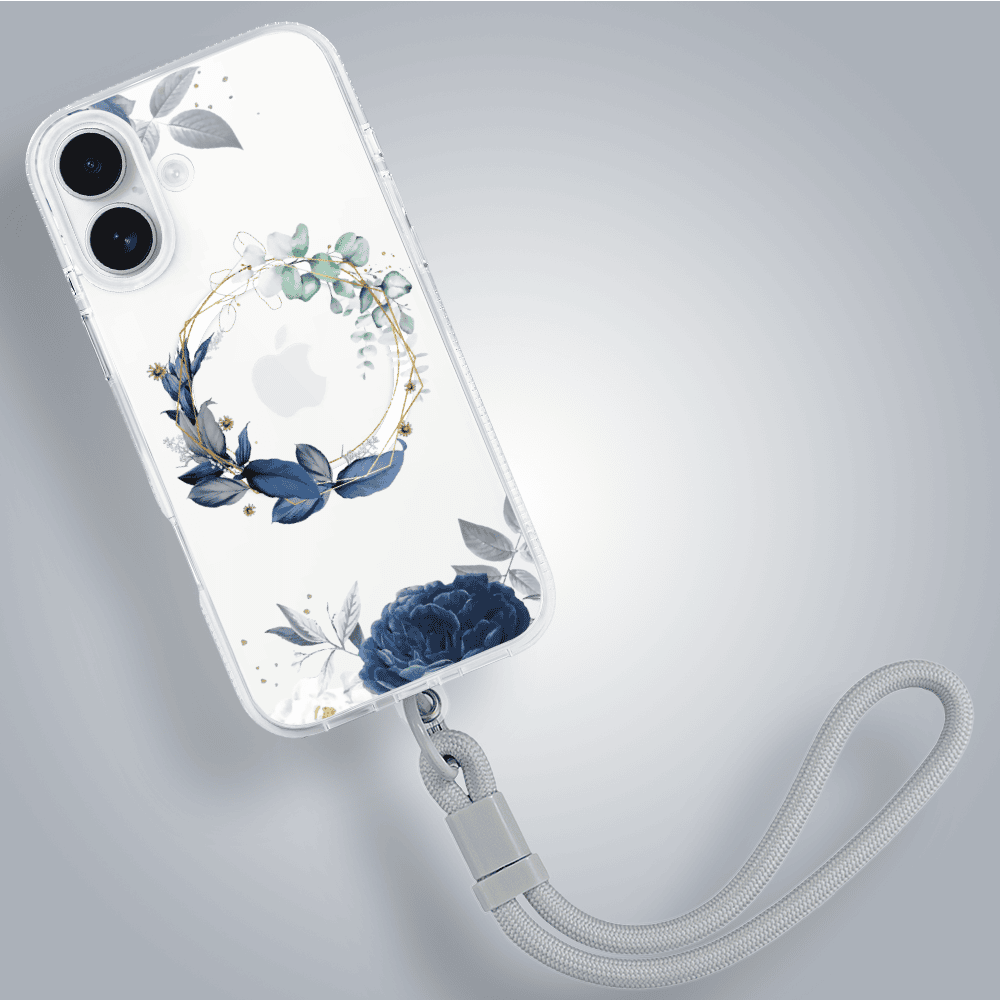 Etui do iPhone 16, Flower MagSafe, niebieskie kwiaty, przeźroczyste (4)