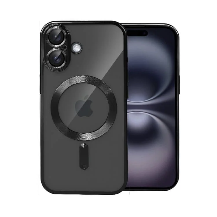 etui do iphone 16 magsafe luxury protect przeźroczyste, z osłoną aparatu, titanium finish, czarny tytan