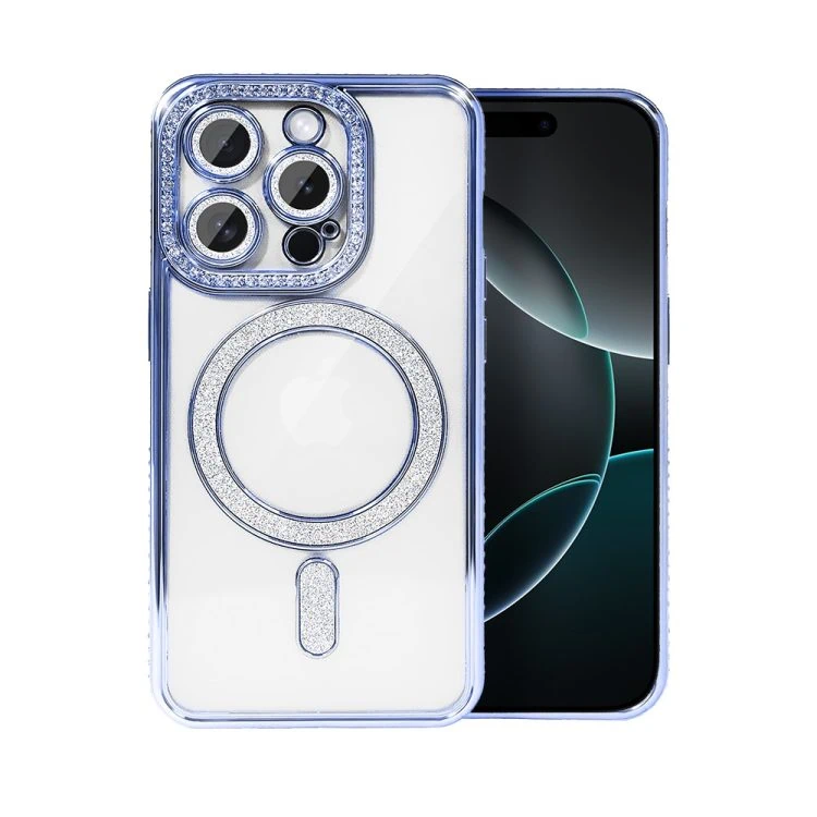 etui do iphone 16 pro diadem glow, błyszczące z magsafe, przeźroczyste, niebieskie