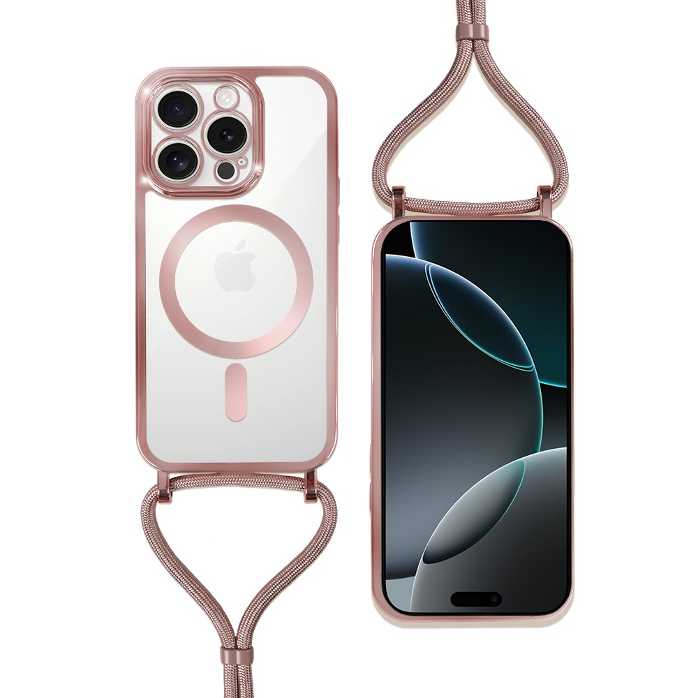 etui do iphone 16 pro magsafe slim crossbody, jak torebka, różowe