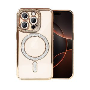 etui do iPhone pro max diadem glow, błyszczące z magsafe, przeźroczyste, złote