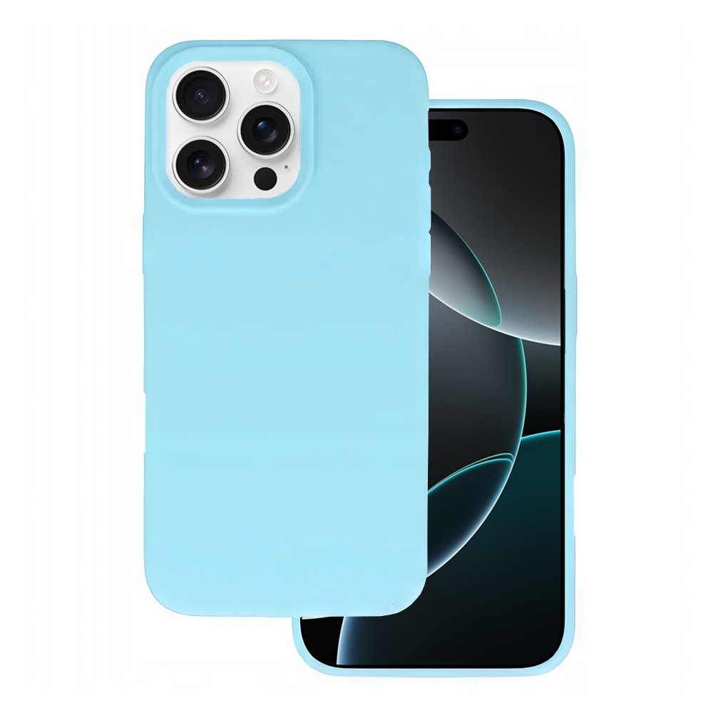 etui do iphone 16 pro silikonowe z mikrofibrą soft touch, błękitne