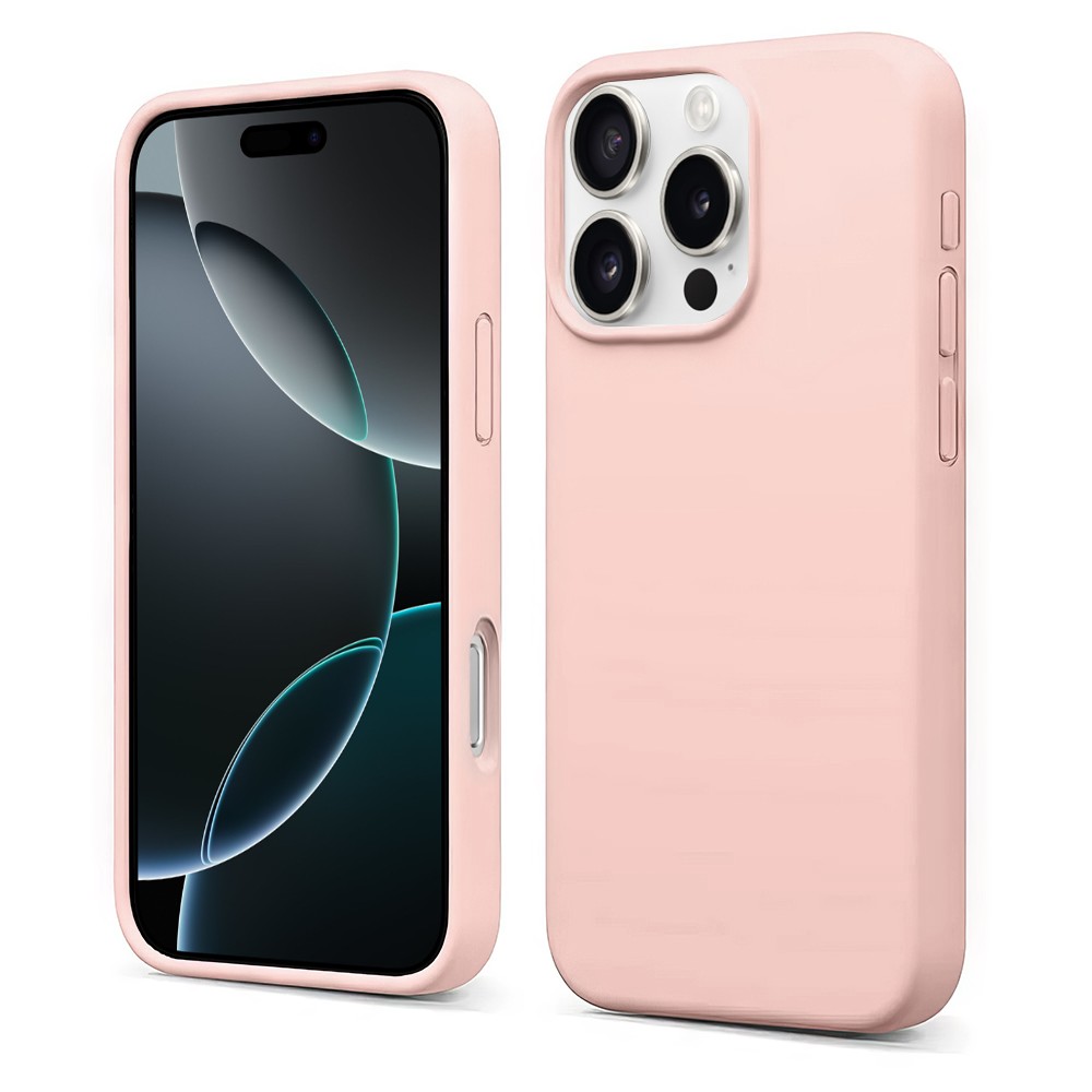 etui do iphone 16 pro silikonowe z mikrofibrą soft touch, pudrowy róż