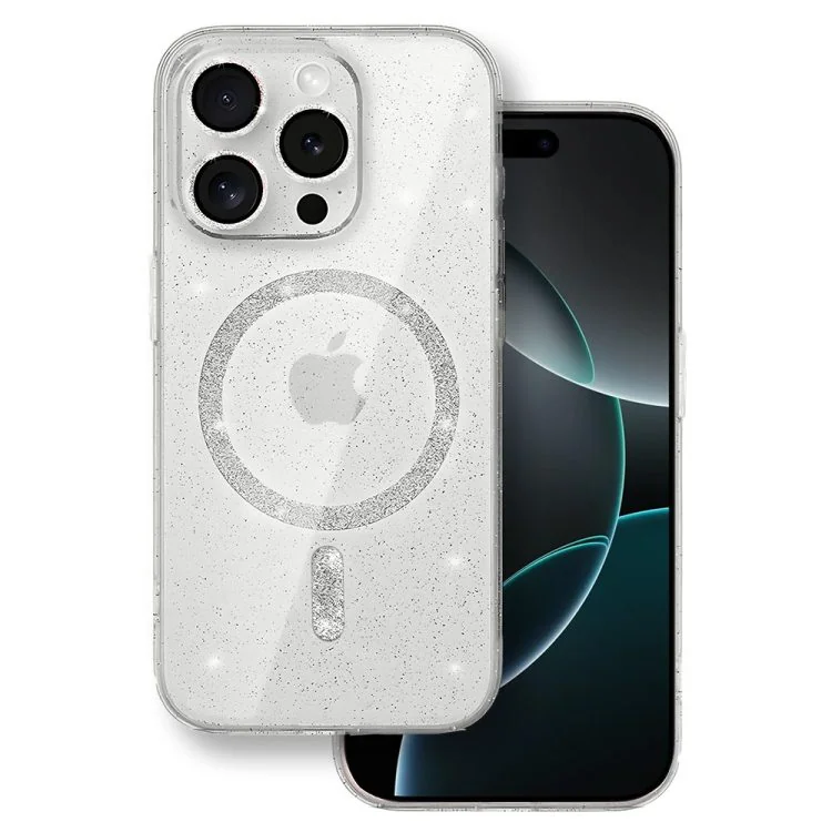 etui do iphone 16 pro z magsafe, przeźroczyste, błyszczący brokat, przeźroczyste