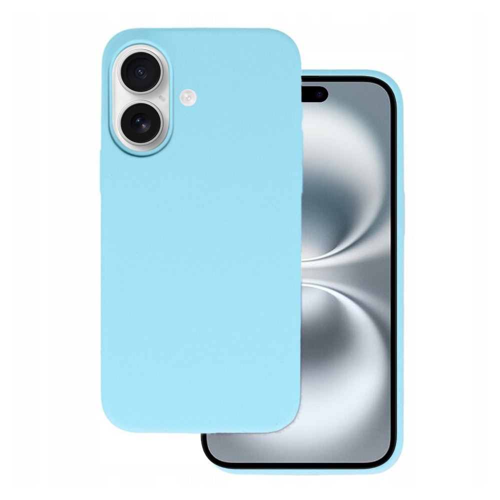 etui do iphone 16 silikonowe z mikrofibrą soft touch, błękitne