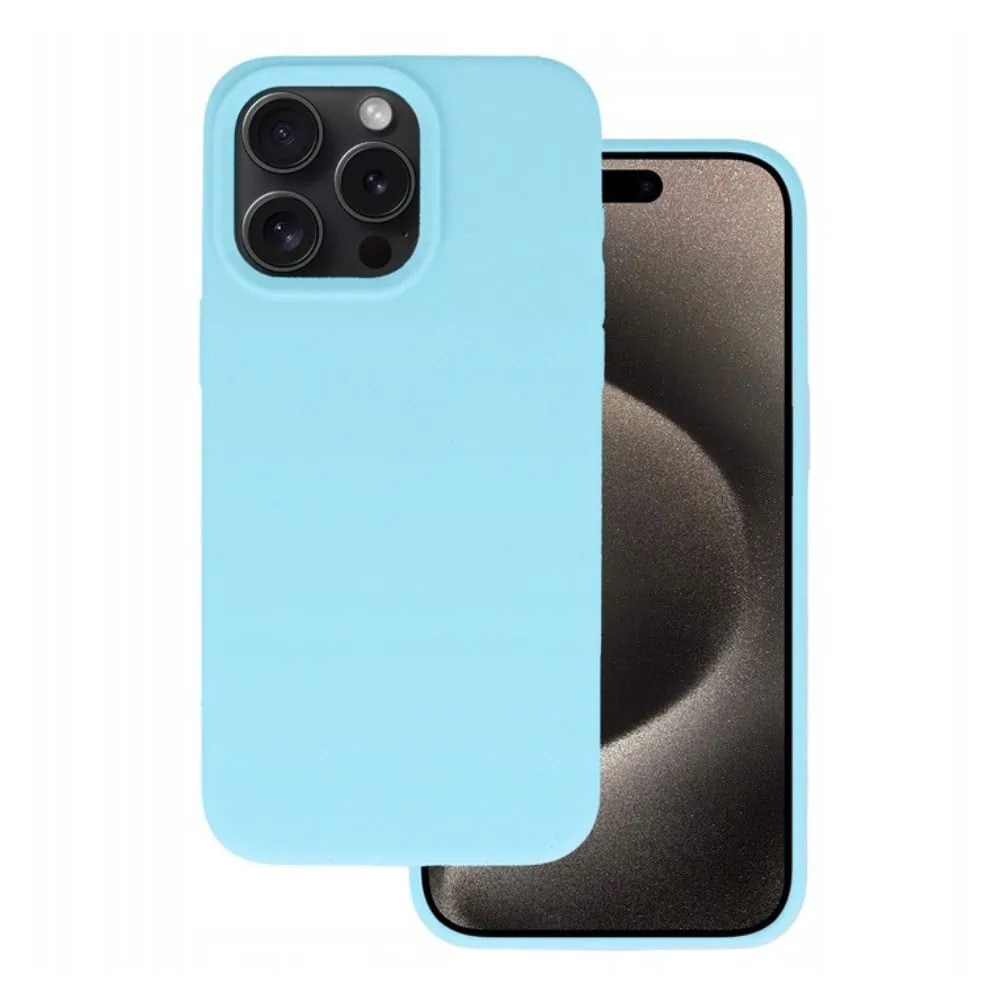 etui do iphone 16 pro silikonowe z mikrofibrą soft touch, błękitne